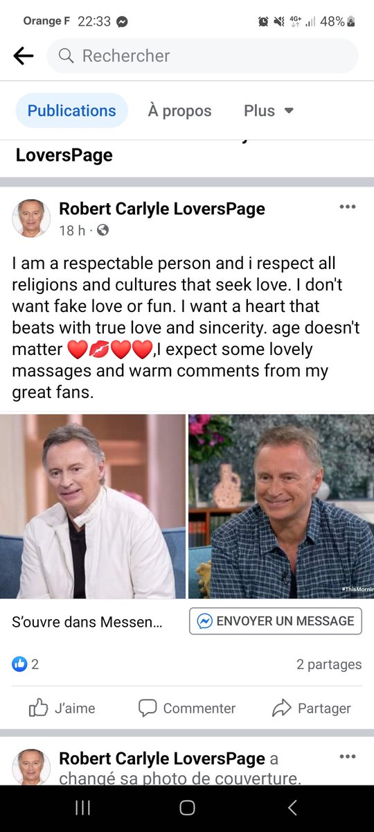 Be careful, someone is trying to impersonate @robertcarlyle_ again... 😡😡 This is really disrespectful and dishonest... Report it please 🙏💙🦋