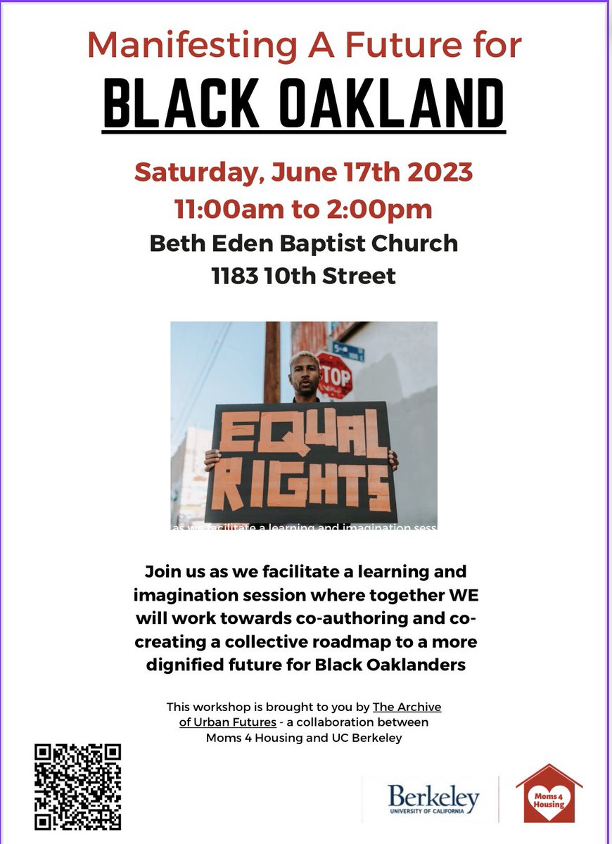 Next week in West Oakland! Join our amazing team as we collectively share, dream, reminisce, and manifest a future for Black Oakland w/ @moms4housing