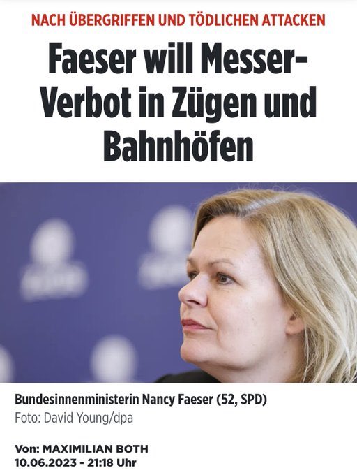 doge_me_now's tweet photo. Liebe Frau BM @NancyFaeser Sie haben Verantwortung und zeichnen wiederholt die falsche Kausalkette … das Problem sind nicht die Messer in den Zügen und Bahnhöfen.
#FaeserFail #MesserVerbot #NixKapiert #NichtMeineAmpel https://t.co/G3hfYNTmEJ