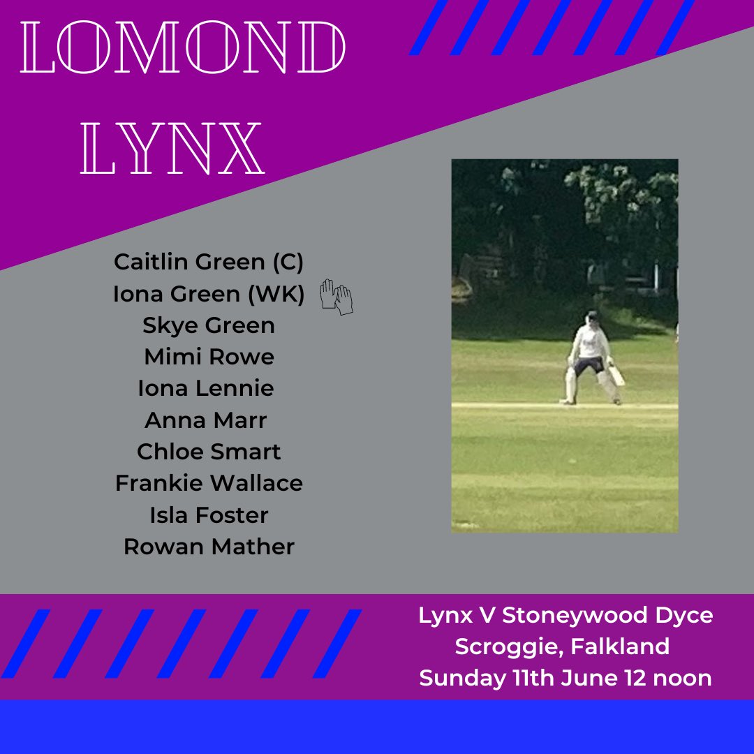 Lomond Lynx have their first home game tomorrow! @FCC1860 @FalklandFalcons @FreuchieCricket @Bellbaxter_HS @StLeonards_Head @FifeActiveSch @CricketScotland