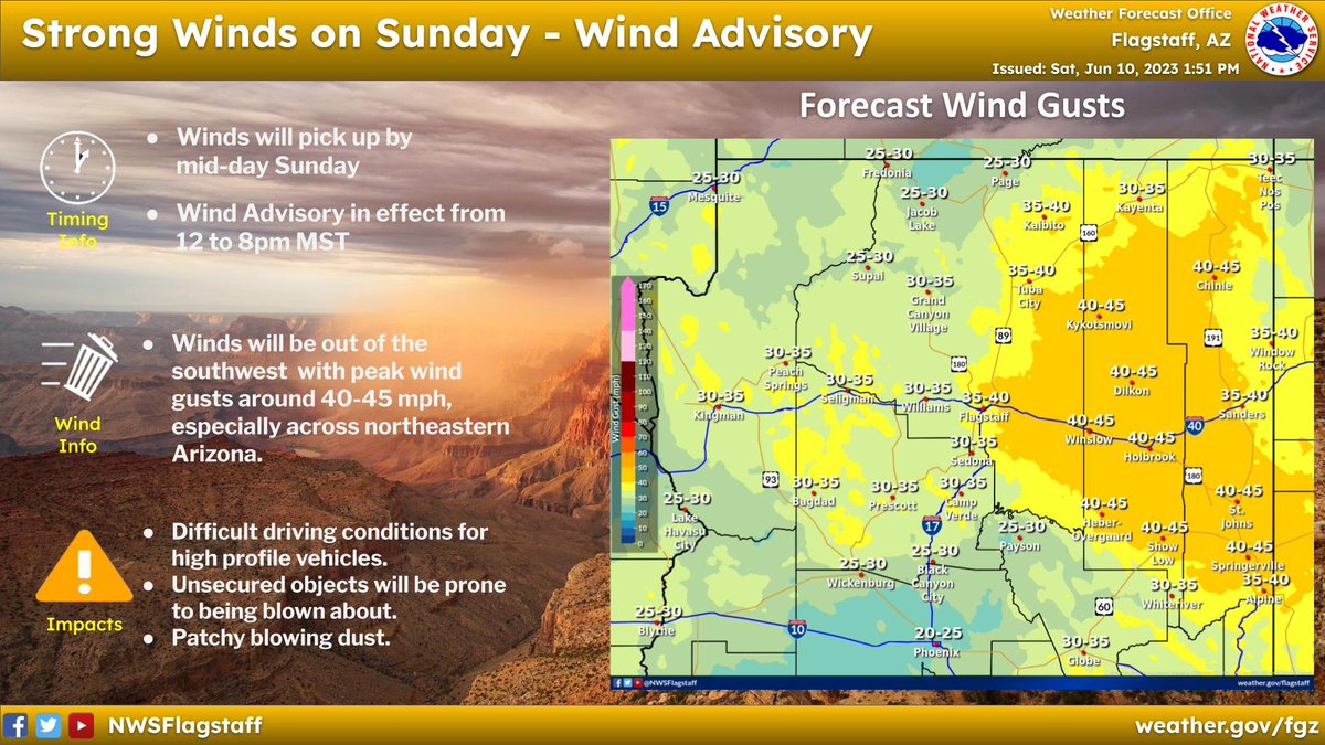 NWS Flagstaff on Twitter "Strong winds are expected to develop on
