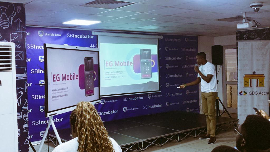 mrkwakugh's tweet photo. I was privileged 2 do a demo on EG Mobile (https://t.co/m31Ok31m6g) [iOS &amp; Android App built with @flutterdev] @ #GoogleIOExtendedAccra today @ @SBIncubatorGH 

Nice xperience. Nice ppl
Tnx 2 @GDGAccra 4 such an opportunity &amp; tnx to d community 4 ur feedback on d UI &amp; performance https://t.co/OcOMHwKjme