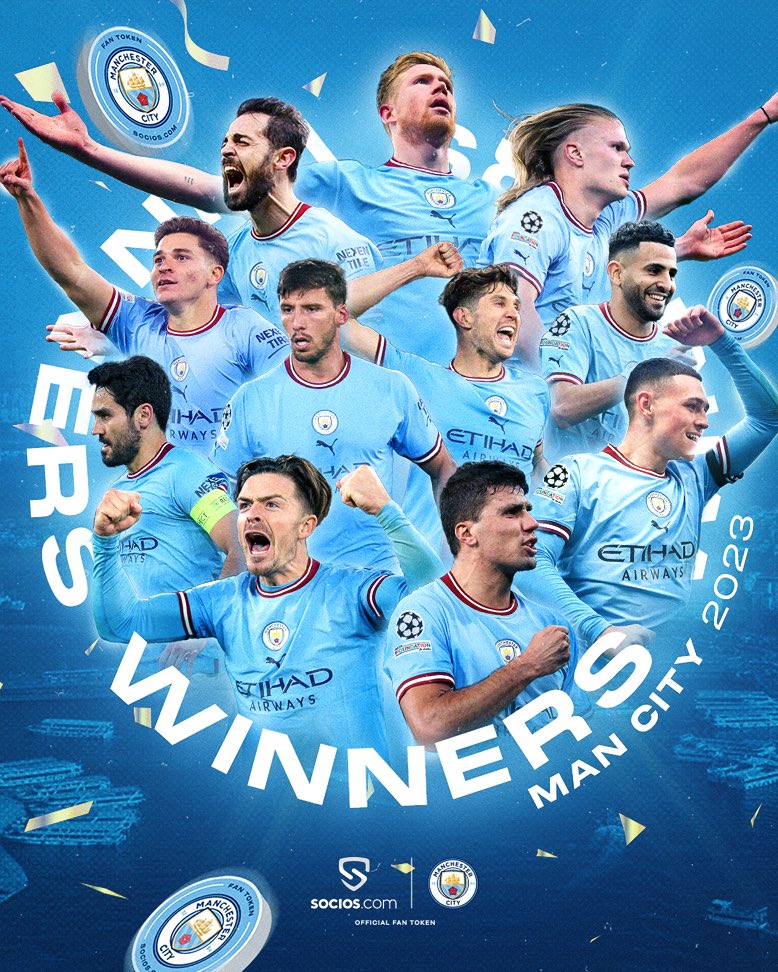 CHAMPIONS OF EUROPE! 🏆💙

Congrats to @ChampionsLeague and treble winners, @ManCity 👏👏👏

#LiveYourPassion ⚡️ #UCLfinal