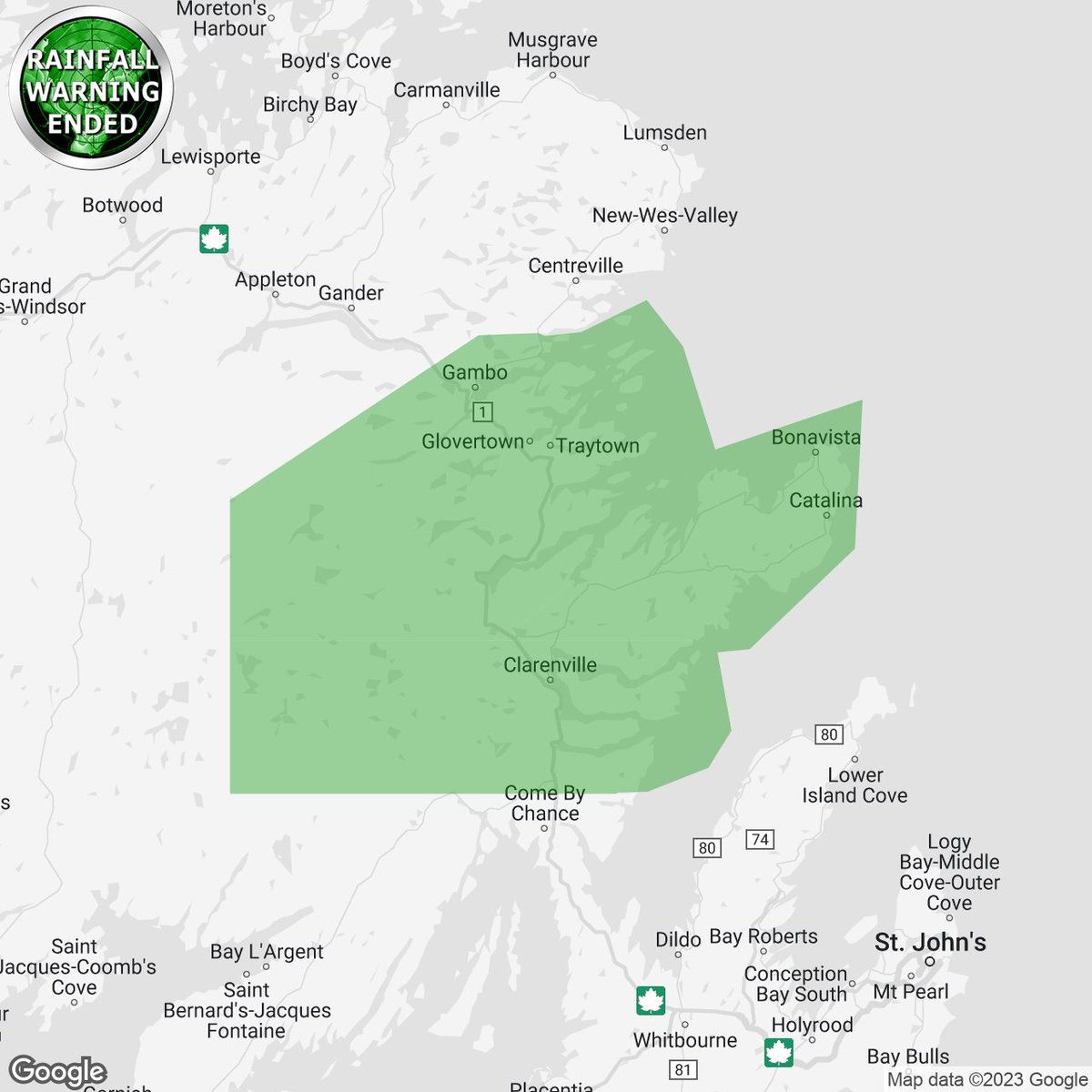 IWeatherNL's tweet photo. #nlstorm 6:28p RAINFALL WARNING ENDED by Environment Canada

Clarenville And Vicinity
Bonavista Peninsula
Terra Nova

https://t.co/uPjb69INIT https://t.co/WBmM4kk1G3