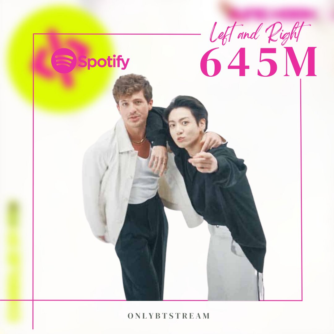 'Left and Right' feat. #JUNGKOOK ha superado 645 millones de streams en Spotify!

🔗open.spotify.com/track/0mBP9X2g…

#LeftandRight #Jungkook