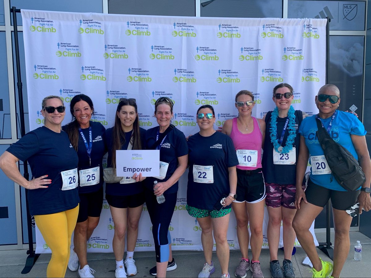 EmpowerToday's tweet photo. We came, we saw, we climbed! Major props to our #FightForAirClimb volunteers who stepped up to the challenge at Children’s Mercy Park in Kansas City and exceeded our fundraising goal for the American Lung Association: https://t.co/ZH4mTSmJI6. #EmpowerACTs https://t.co/ZwaoTBddsr