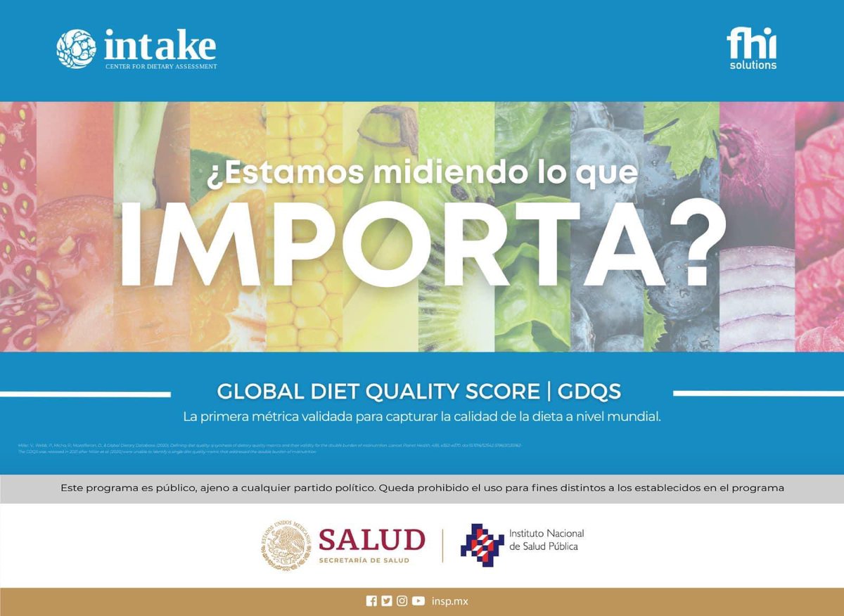 ¿Estamos midiendo lo que importa? Global Diet Quality Score ofrece un método para medir la calidad de la dieta. En la construcción de esta escala han participado investigadoras del @1CINyS Conócela: 🔗 intake.org/sites/default/…