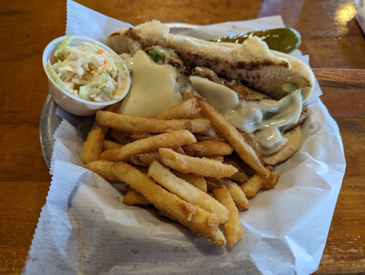 Hands down the best fish sandwich I've ever had, the Mahi Philly at @RustysInThePort in Port Canaveral, FL. #FishSandwich #Food #Mahi #PortCanaveral #SpaceCoast #SpaceCoastRoadTrip