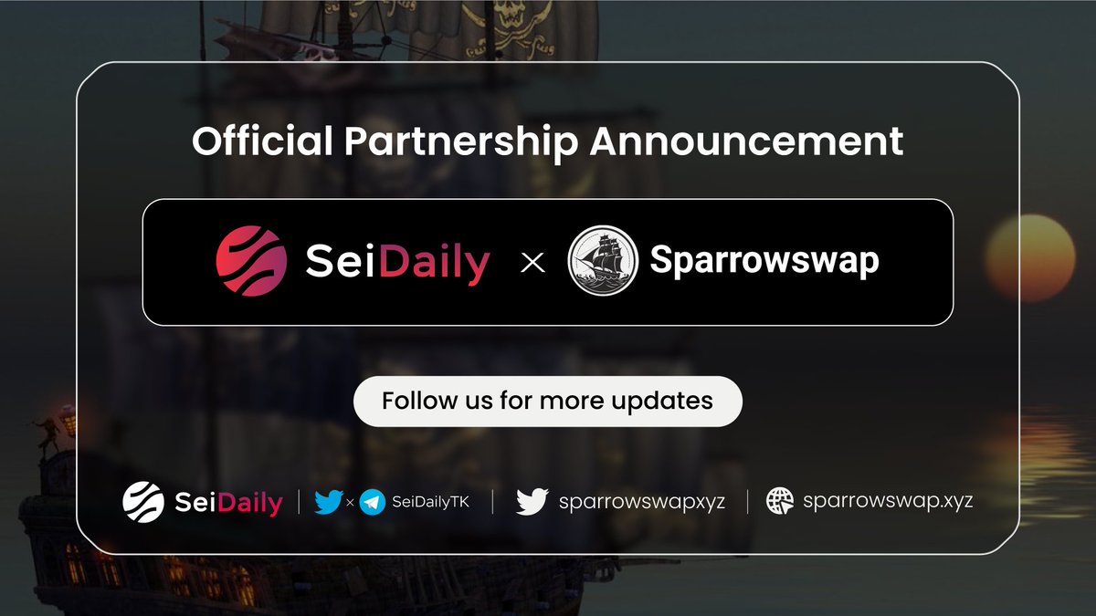 🎉 Exciting news!

🤝 We're thrilled to announce our official partnership with <a href="/sparrowswapxyz/">Sparrowswap</a>

#Sparrowswap's aimin' to be the finest Defi harbor for innovation and growth in the #Sei seascape.

Sail with us for a prosperous journey! 🏴‍☠️🦜💰

#SeiNetwork