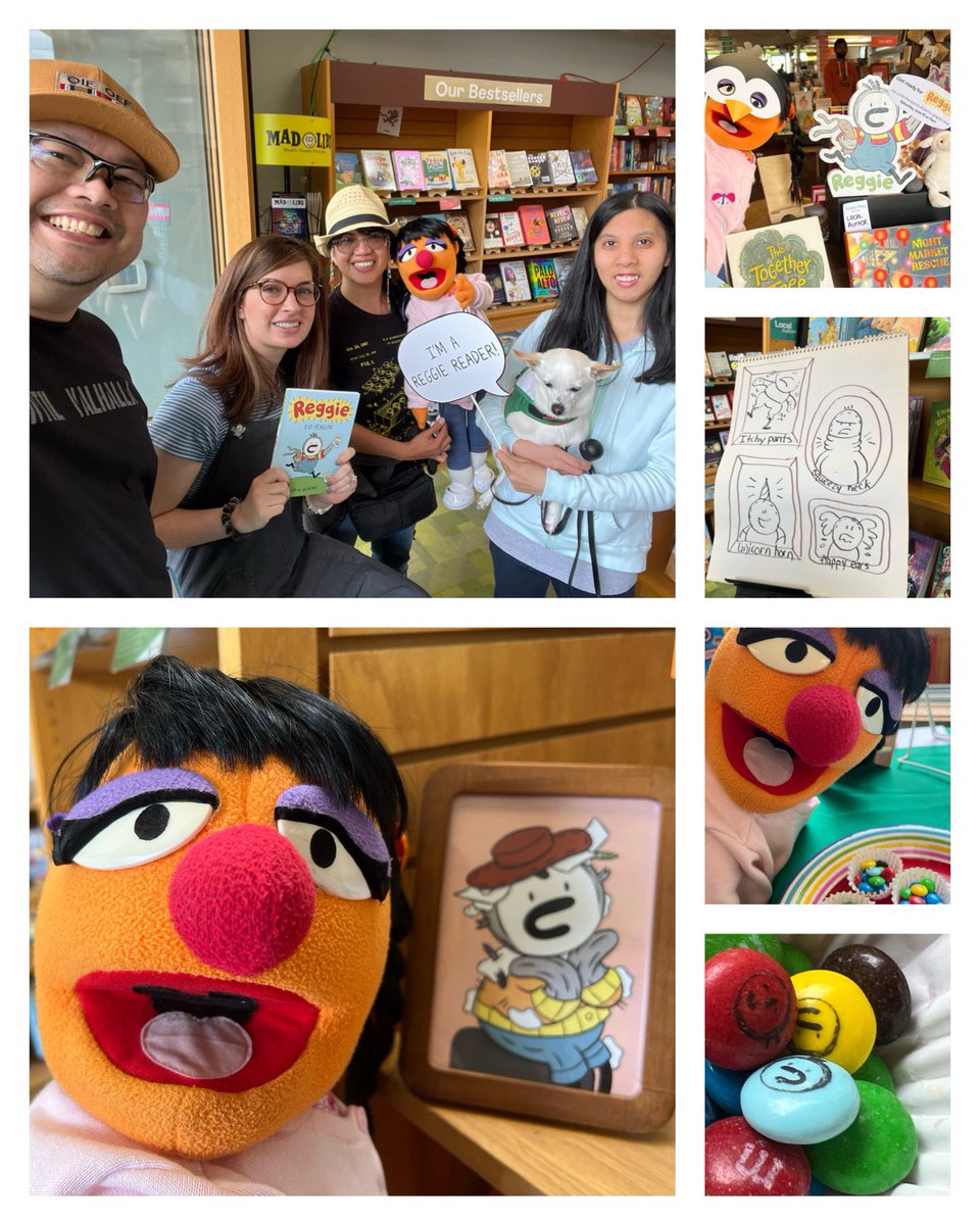 CyraAfrica's tweet photo. So happy to chat with the talented Jen during her REGGIE book launch today at Linden Tree Books❣️
Fae was excited to meet her again 
😍
(Pardon our Luke 🐶…he’s eyeing the Reggie M&amp;Ms on the table 😆)
@jendeoart @LindenTreeBooks #ReggieBooks #GN #comics #kidcomics #debutbook https://t.co/mmO26CHdHr