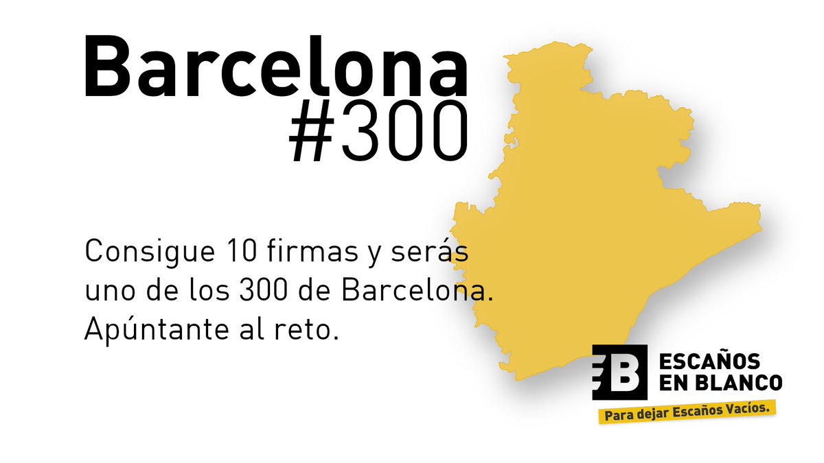 escanosenblanco's tweet photo. 🚨Lanzamos reto ✍️
Barcelona necesita 3000 firmas para el #23J 

Buscamos voluntarios que consigan 10 firmas de apoyo en Barcelona. Esto es el reto #300, consigue 10 firmas de apoyo a Escaños en Blanco en Barcelona y serás parte de los #300. 

Cómo participar 👇 https://t.co/Jr0UrHuyOW