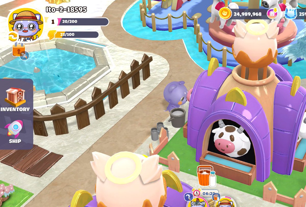 aaronadamczyk's tweet image. My Astronaut ITO2 farming away, getting some milk.  Need to level him up to get is suit, face and hat showing!  #MocossiPlanet #ITO2ingame #farminggame