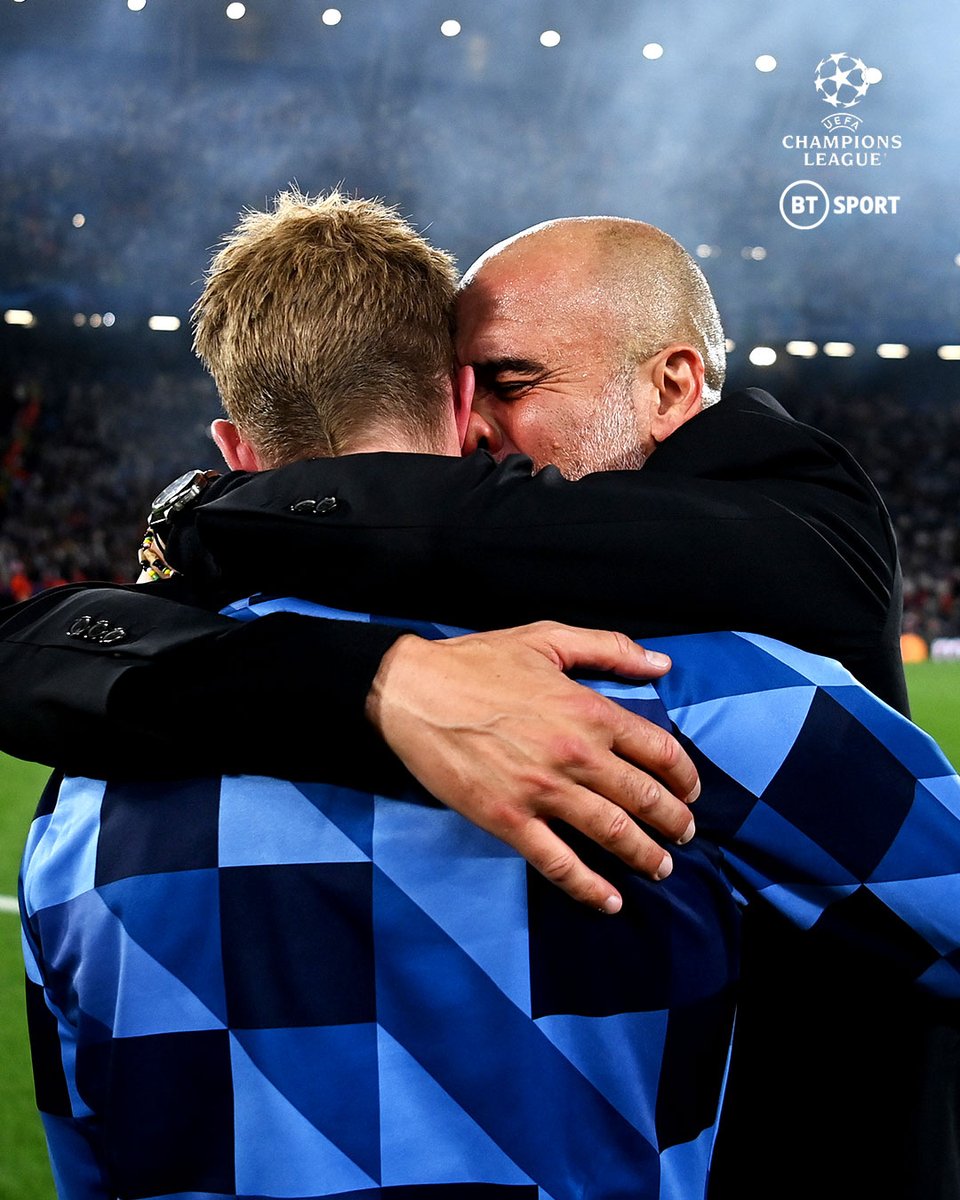 footballontnt's tweet photo. Pep Guardiola and Kevin De Bruyne... 🥺

#UCLfinal https://t.co/kHDJ2SedFr