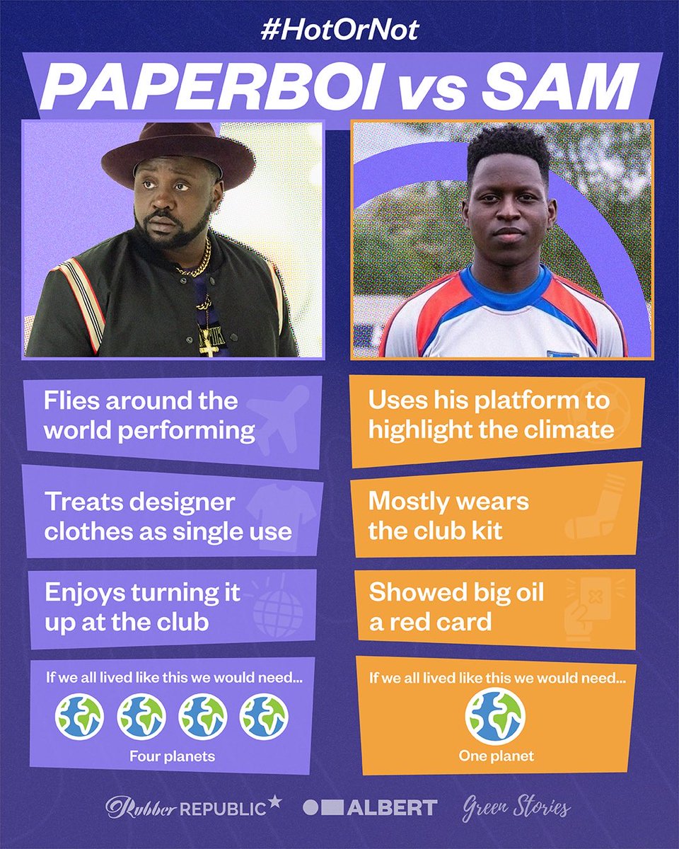 GreenstoriesUK's tweet photo. The final showdown pitted the loveable rapper #Paperboi against the equally loveable AFC Richmond player #SamObisanya from #TedLasso. β½οΈ
This project was created in collaboration with @BAFTA , @WeAreALBERT, and @GreenstoriesUK!
(5/5) https://t.co/XCM9s62sV0