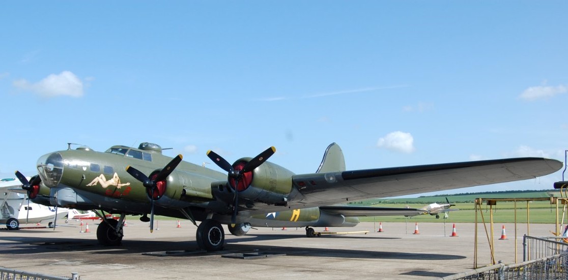 B-17G, 'Sally B', seen here at IWM, Duxford is now subject , as are the rest of the B-17 'flyers', to a mandatory FAA Airworthiness Directive affecting the wing spar. Hopefully the work can be completed soon. #B17 #Boeing #IWM #Duxford #aviation #WW2 #museum #FAA #SallyB