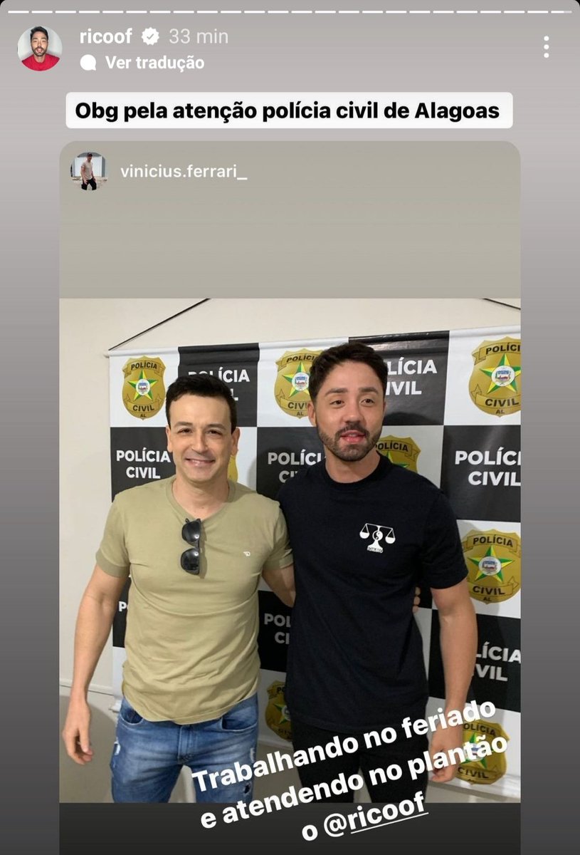 ComentaTVGeral's tweet photo. Rico Reizinho bem recebido e atendido na Polícia Civil de Alagoas! A tranquilidade de quem está c a verdade ao seu lado @RicoMelquiades! https://t.co/Yn6Er7KjJy