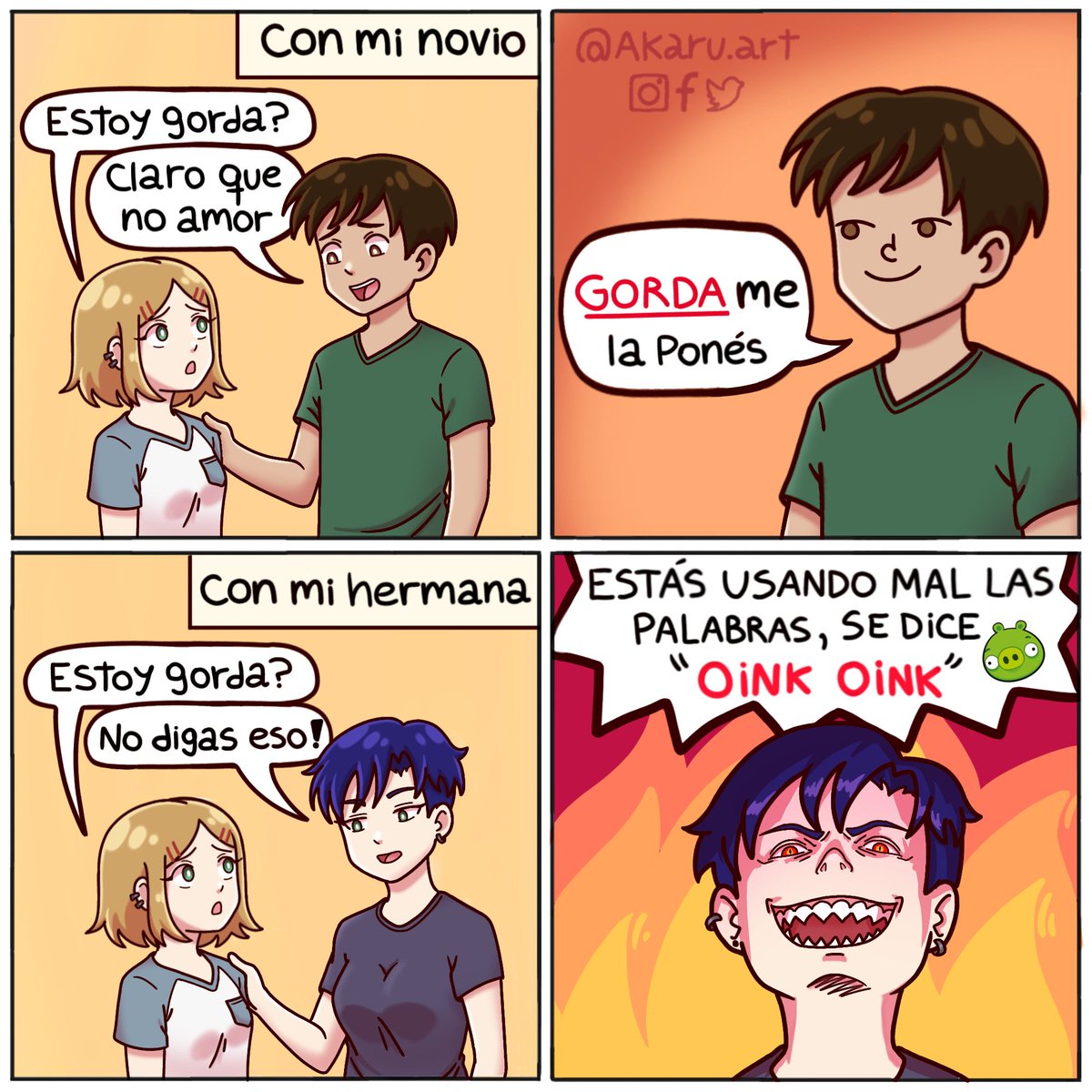 Diferencia de opiniones 🙃 #viñetas #comics #comicespañol #historieta # dibujos #chistes #dibujo #dibujodigital #humor #memes #entretenimiento  #novios #hermanos #novio #pareja #angrybird, image size:1200x1200