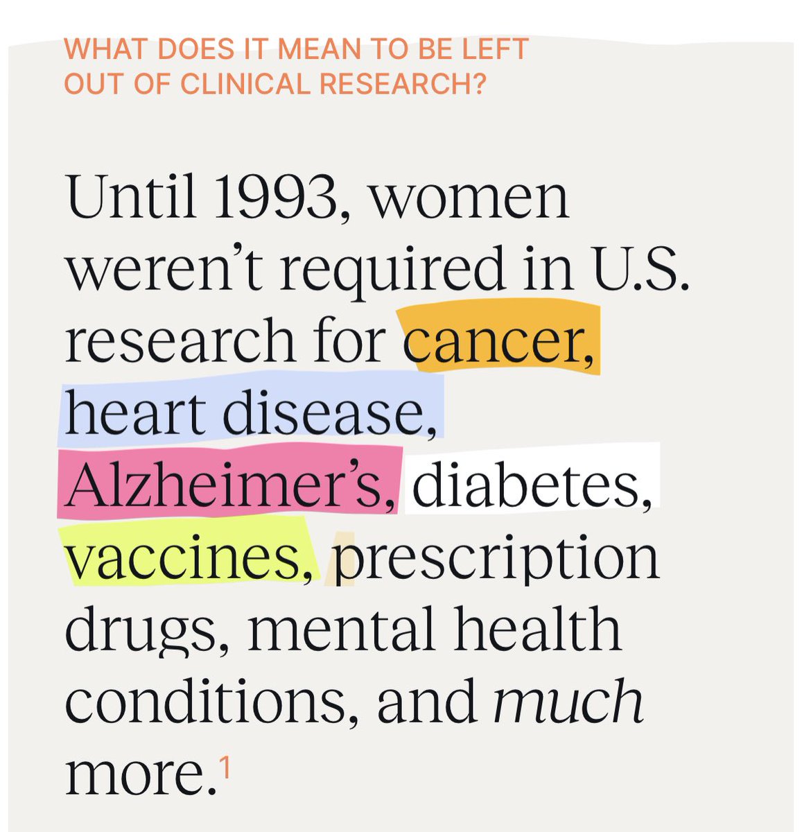 🤯 30 years. That's IT since <a href="/NIH/">NIH</a> Revitalization Act mandated women's participation in #ClinicalTrials 

This is a #WomensHealth 🚺 issue, a #HealthEquity ⚖️ issue, and a general #healthcare ⚕️issue 

Thanks Evvy for creating #EqualResearchDay !

#MedTwitter #WomenInMedicine