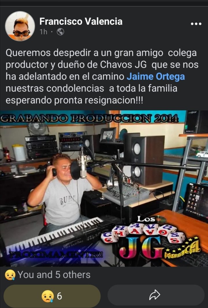 Juls_Beat12's tweet image. Triste noticia de la noche de ayer, pues no ha dejado el amigo #JaimeOrtega del Grupo #LosChavos JG, nuestro más sentido pésame para toda su familia y amistades, sin duda un icono de la Cumbia Sonidera romántica en Puebla, desde Santo Tomás Cheutla, puro JG!!! 😢😥😪