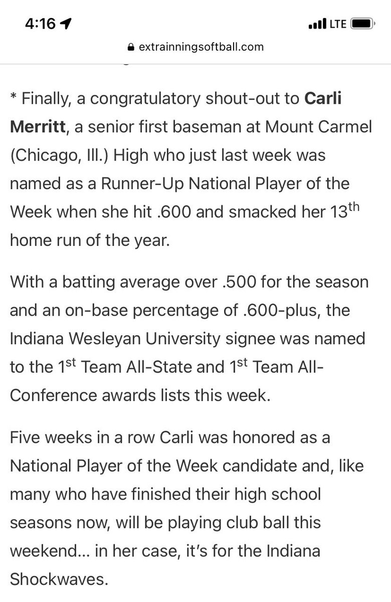 Got a final shoutout from Extra Innings. Thank you! <a href="/ExtraInningSB/">EXTRA INNING SOFTBALL</a> <a href="/Indianashockwa2/">Indianashockwaves2023</a> <a href="/IndWesSoftball/">IWU Softball</a> <a href="/BabinskiSteve/">Steve Babinski</a>