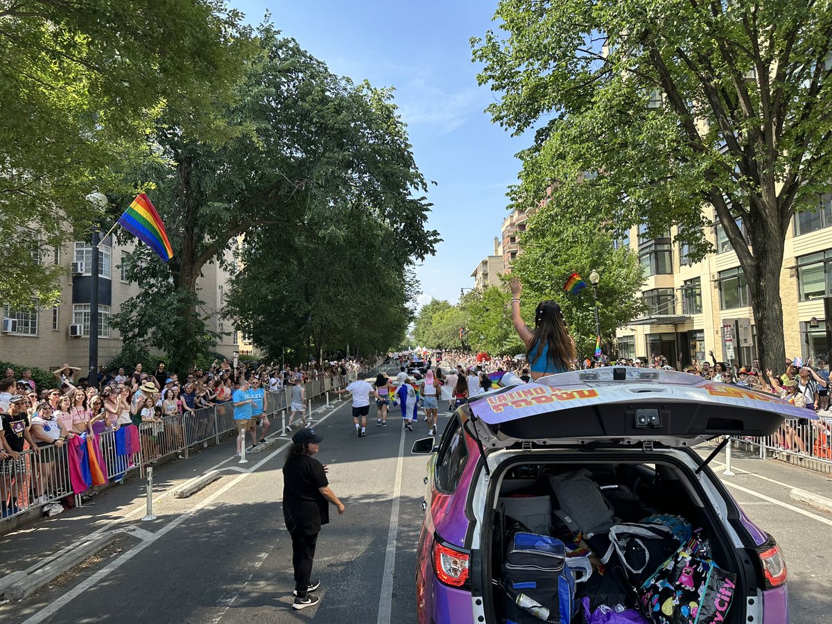The DC Skyline was bright blue &amp; the smoke finally cleared just in time for our annual LGBTQ+ Pride Parade!  I had the honor of riding the El Zol 107.9 Float with DJ EZ  &amp; Candy Cintron providing Musica Latina for the Latinx History Project contingent. Happy #Pride! 🏳️‍🌈🏳️‍⚧️♥️🎉🎵💃