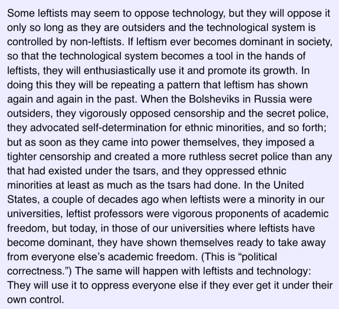 This is why people called Ted Kaczynski “Uncle Ted” and it’s likely why popular culture wants people to think of him as a mad man. He wasn’t crazy.