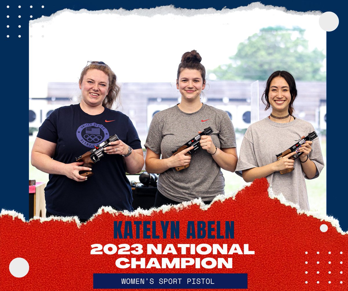 Katelyn Abeln is your 2023 Women's Sport Pistol National Champion! 🙌Great job to Alexis Lagan, 2nd, and to Ada Korkhin, 3rd. 🇺🇸