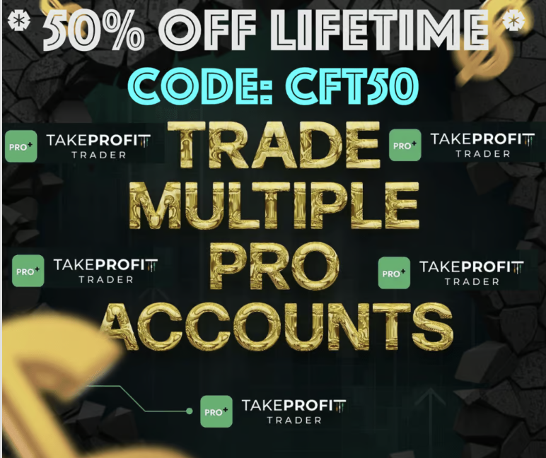 Final day of Take Profit Traders takeprofittrader.cdnftrstdr.ca 50% off lifetime discount and giveaway! Code CFT50 - join one of the hottest funded futures trader programs out there. #futures #futurestrading #daytrader #daytrader #deals #promo #coupon