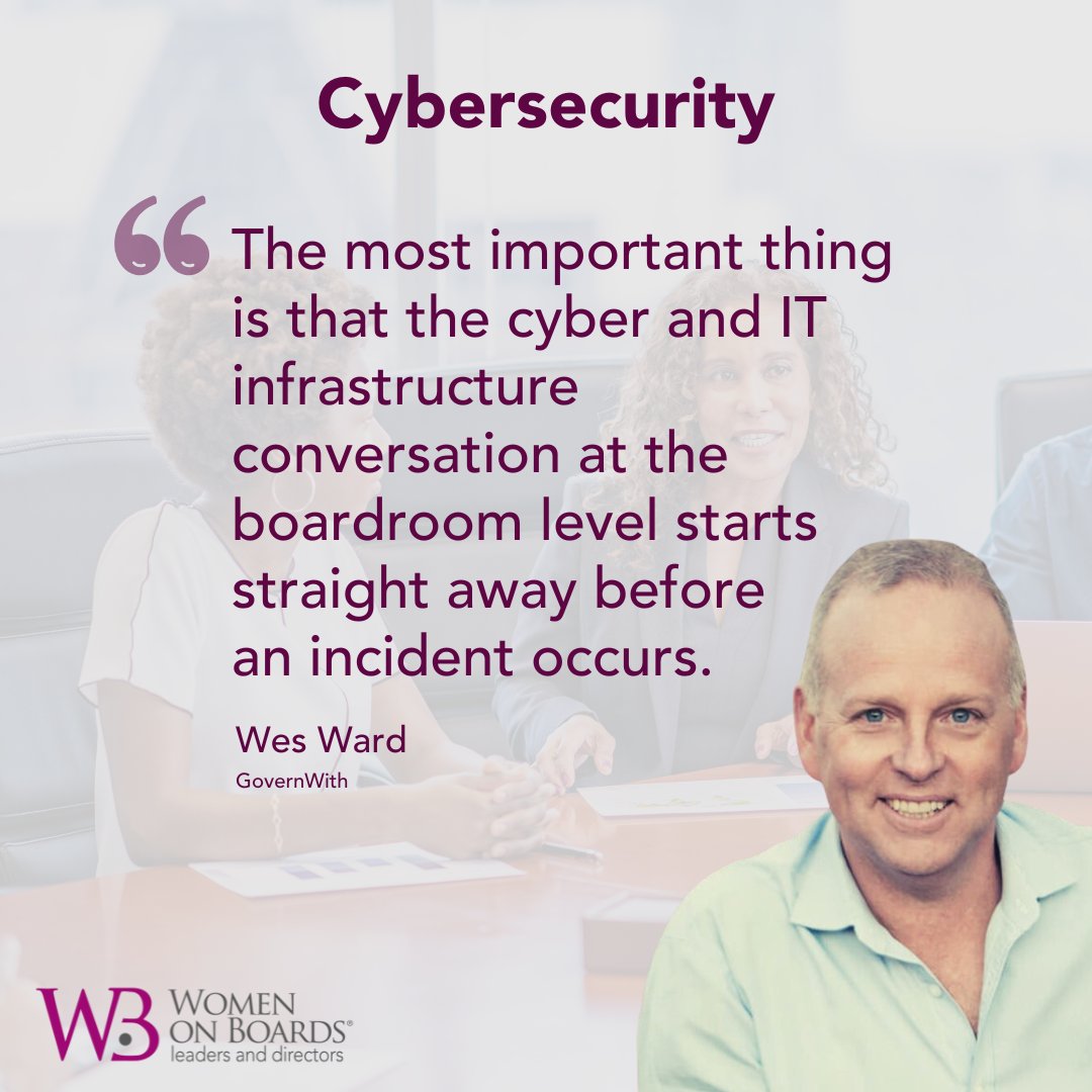 In this article, @GovernWith ’s Wes Ward examines why board directors should be educated on cybercrime risks and discusses what cyber questions should be raised at board meetings. ow.ly/YLup50OHvVG

#CareerAdvice #ProfessionalDevelopment #CyberSecurity #CyberRisk