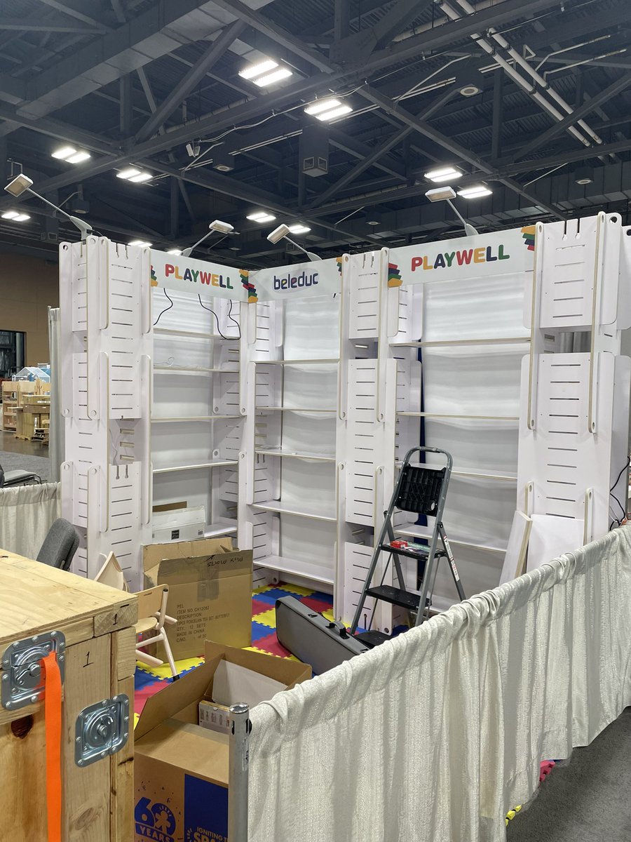 cale905's tweet photo. Booth structure is up, just need to hook up the shelf lights and merchandise it. Now time for a nice steak and adult beverages. #ASTRAMarketplace #Columbus https://t.co/mzPIojHASL
