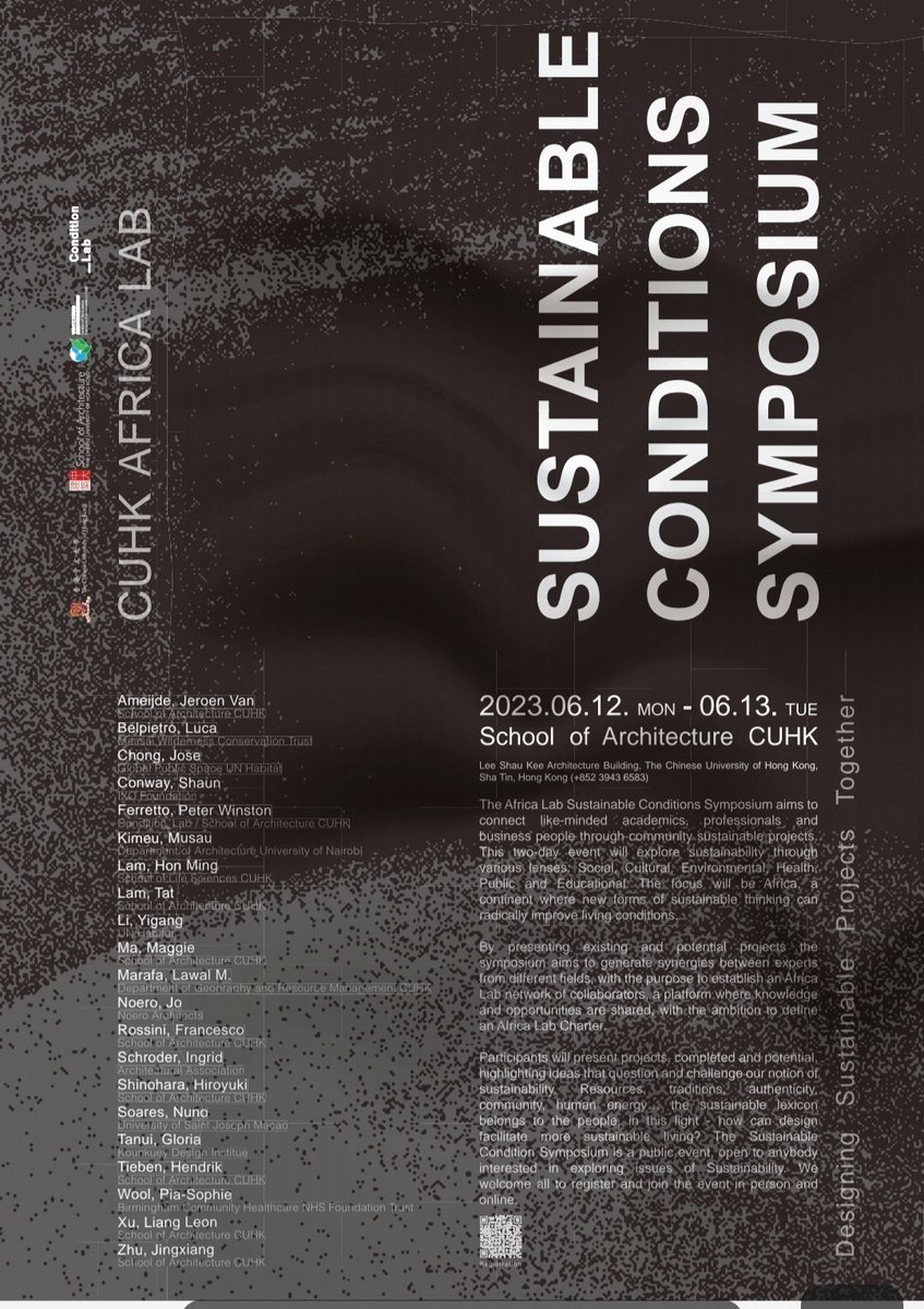 josechong's tweet photo. If you are in #HongKong, join us to the Sustainable Conditions Symposium organize by School of #Architecture @CUHKofficial. I will share our experience with #PublicSpaceProgramme @UNHABITAT https://t.co/B9ZX7s4Q23