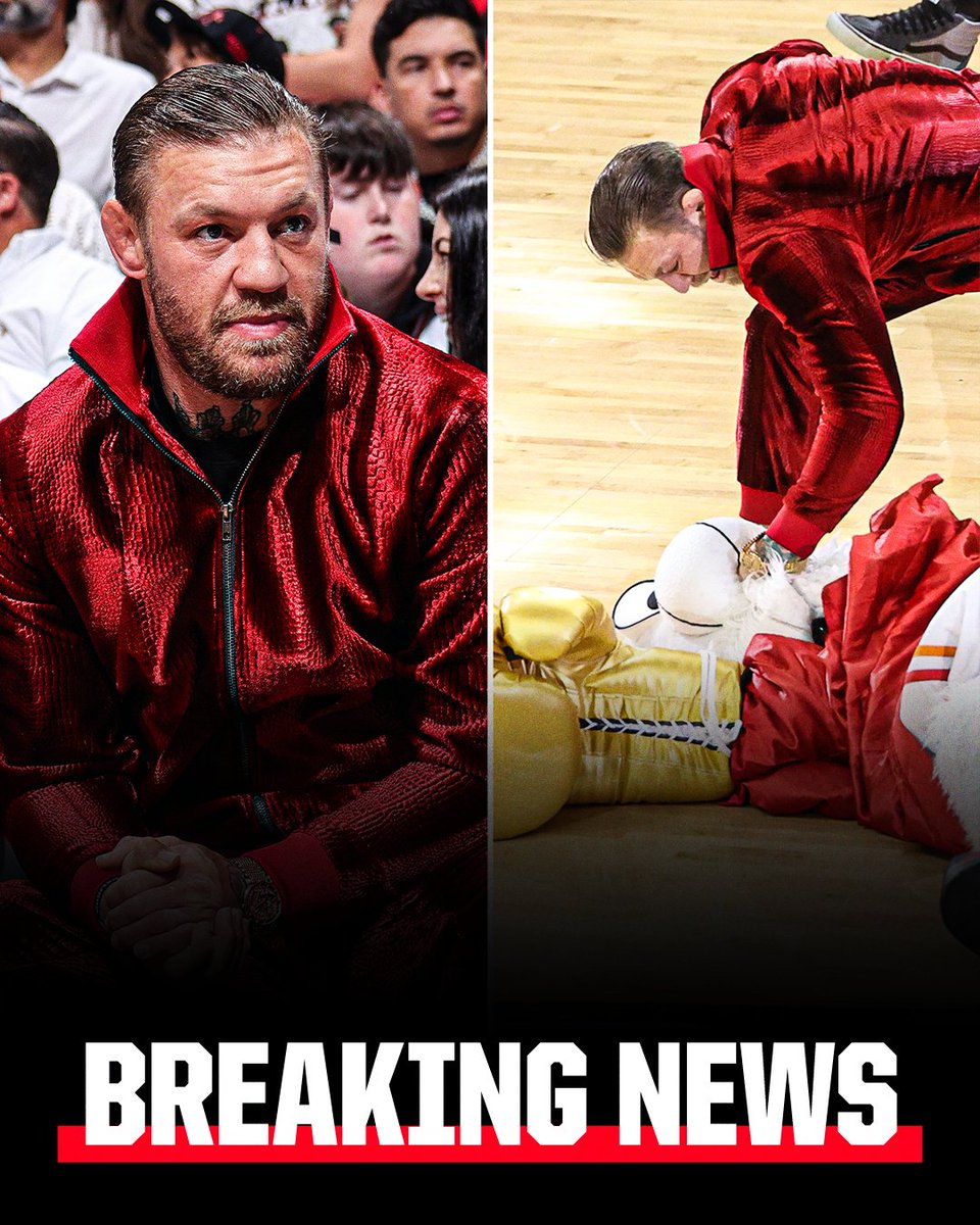 The man who plays Heat mascot "Burnie" was sent to the emergency room after being punched by UFC star Conor McGregor in an on-court bit, reports said.

The man, according to The Athletic, received pain medication, was sent home and is doing well.

More: es.pn/3NkYbN8