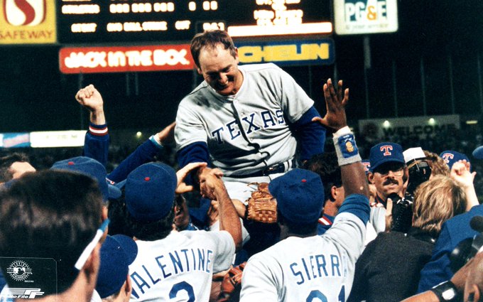 baseballinpix's tweet photo. Nolan Ryan threw his 6th career no hitter at 43 years old, June 11, 1990. https://t.co/U2s0zIDgY1