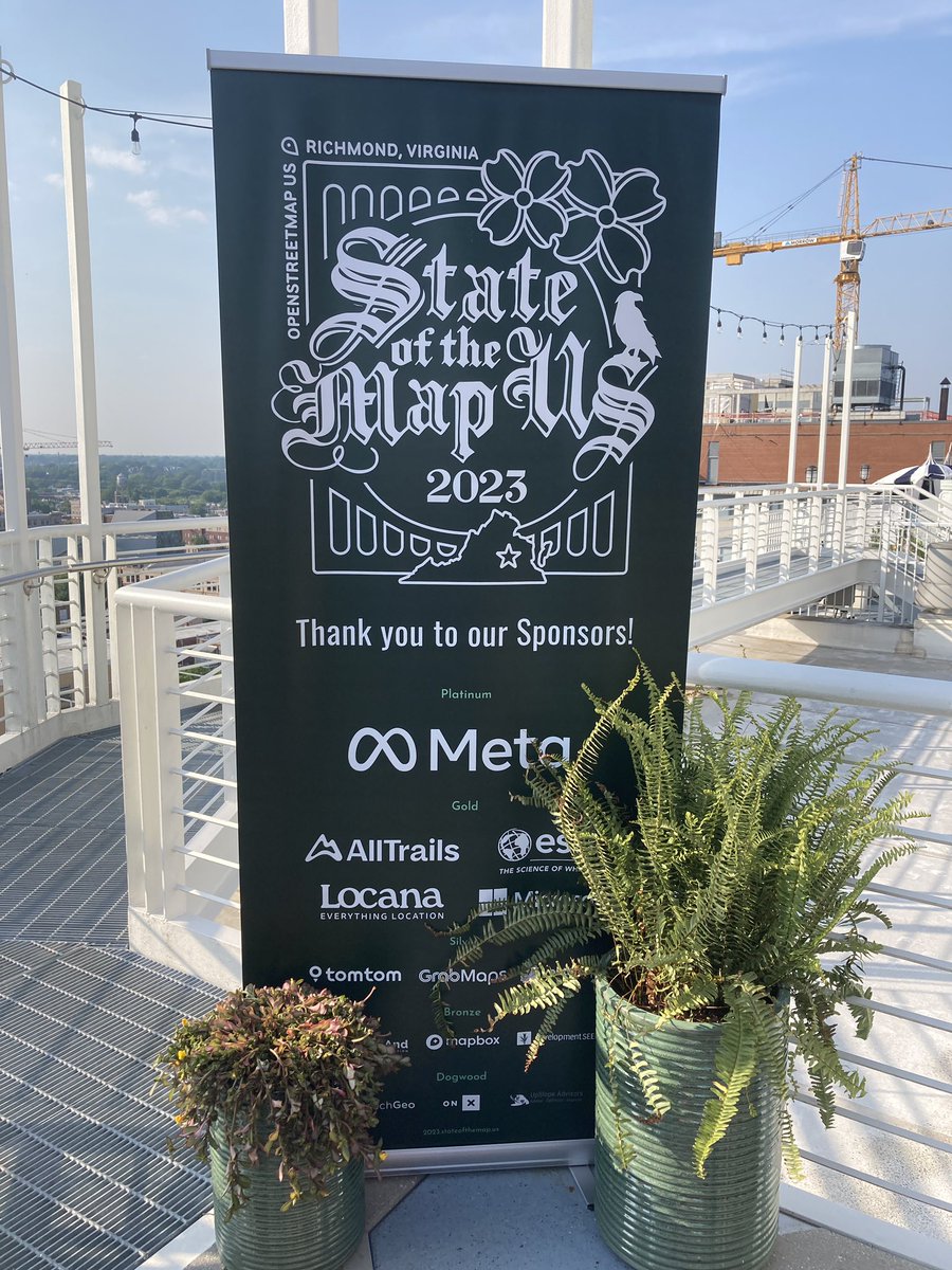 A big big thank you to all of the sponsors who help make #SOTMUS2023 possible
@Meta 
@AllTrails 
@Esri 
@locana_co 
@Microsoft 
@TomTom 
@grabph 
@youthmappers 
@osmandapp 
@Mapbox 
@developmentseed 
@UpSlopeAdvisors 
@onXmaps 
@EpochGeo