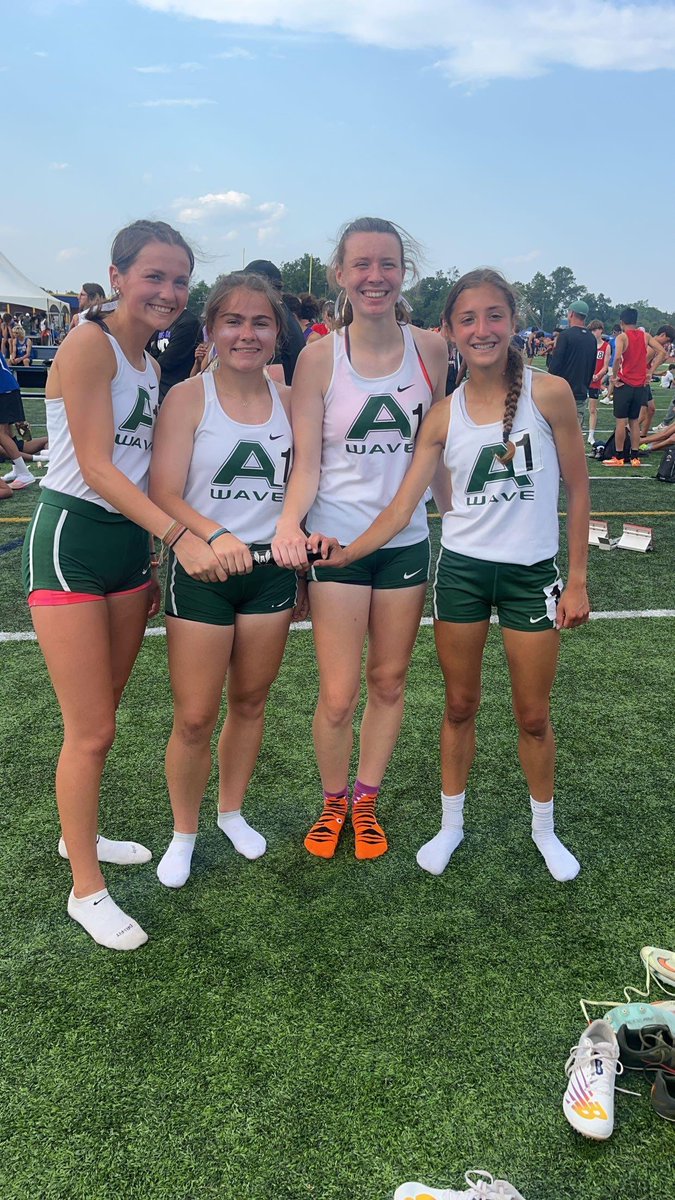 Ava, Makenna, Maddy and Riley are your Group 1 4x800 State Champs! They ran to a new school record! 9:43.76!