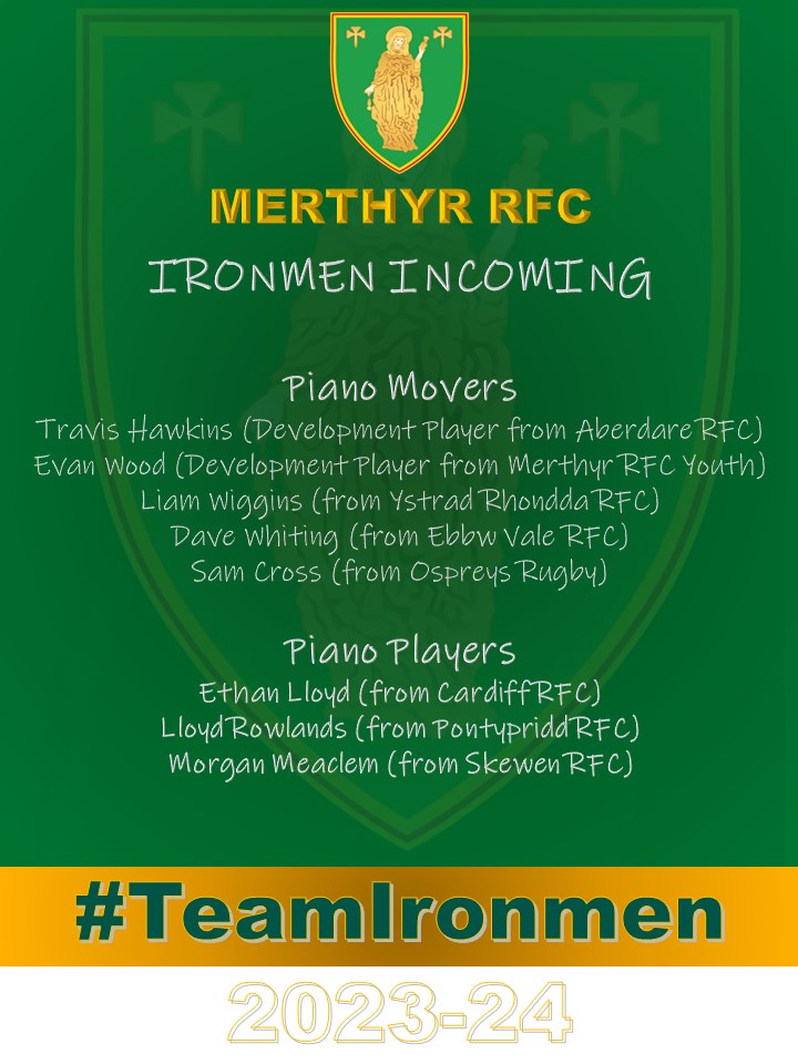 RFCMerthyr's tweet photo. #IronmenIncoming

With pre-season just around the corner, we welcome a number of new faces and some familiar ones, to the #Wern for 2023-24 👇🏼 

More to follow on player profiles, etc. in the coming weeks.

#WelcomeAll🤙🏻
#TeamIronmen🖤💛💚 https://t.co/zqfSR4M4mu