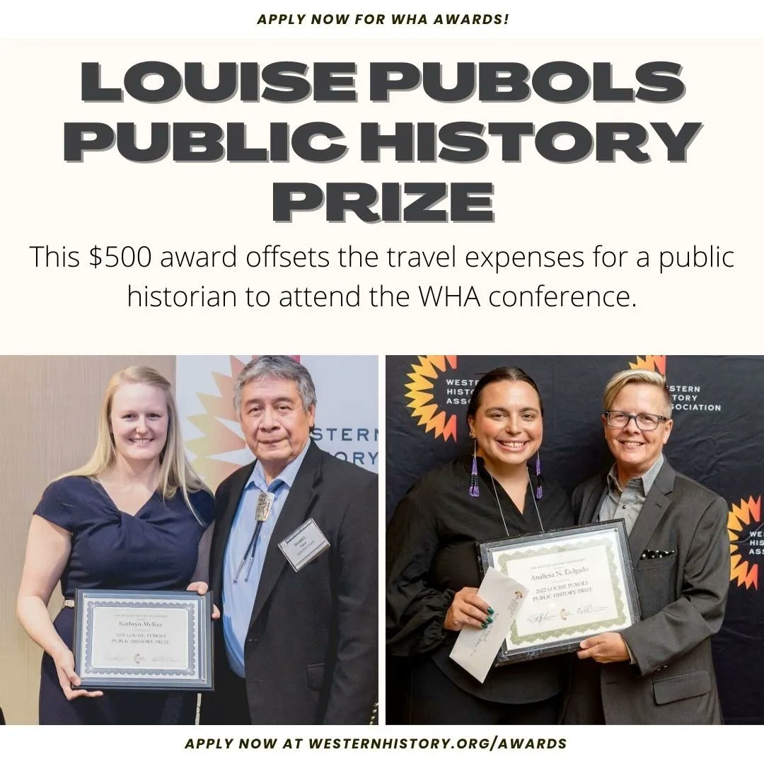 📢 CALLING ALL PUBLIC HISTORIANS! 📢

Apply now for the Louise Pubols Public History Prize! This $500 award offsets the travel expenses for a public historian to attend the WHA conference. 

Applications are due JUNE 15!