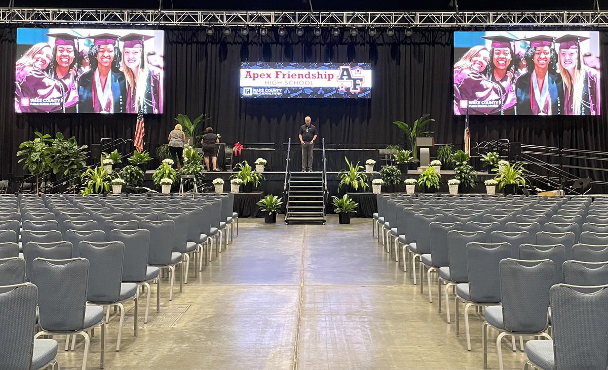 The stage is set Patriots! Less than 2 hours to graduation!!