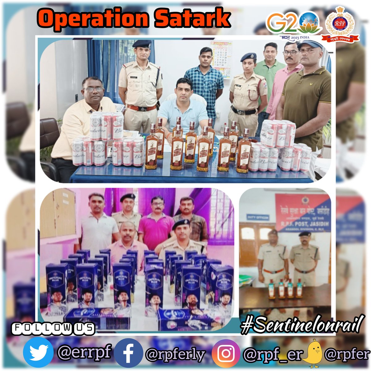ErRpf's tweet photo. Recovered & seized 76 bottles illicit liquor worth Rs.22,960/-....
#OperationSatark
#Sentinelonrail
@RPF_INDIA @RailMinIndia @EasternRailway https://t.co/VVB401erLT