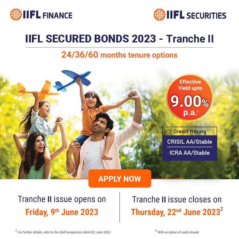 LamarWealth's tweet photo. IIFL Secured Bonds 2023 - Tranche II is now live
◖Tranche II Issue Opening Date: June 9, 2023 
◖Tranche II Issue Closing Date: June 22, 2023
👉 Interested to Invest or want know more or need help pls call out @ 8920856539
#IIFLSecurities #lamarwealthsolutions #NCD #IIFLFinance https://t.co/FbkOBtLilY