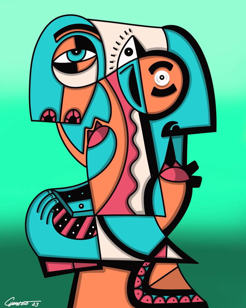 Hey friends!! Won this beauty today just for being in the Discord of an amazing artist, <a href="/jasonlchambers/">jasonchambersart</a>!! 
Jason is also a <a href="/TheStoicsNFT/">The Stoics by Gabe Weis</a> collab artist! 
Be sure to follow &amp; hop in his Discord as he continues his 300 Days of Cubism!! 
Each NFT comes with a physical too!!