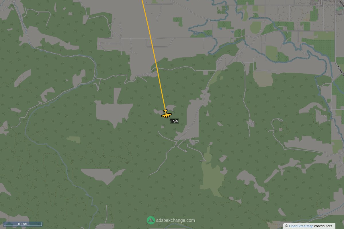 ffoverhead's tweet image. CalFire #N442DF callsign #T94 (a S2P) was spotted near Jackson County, OR around 23:04 UTC squawking 1255 globe.adsbexchange.com/?icao=a5525c&amp;amp;z… #CalFire