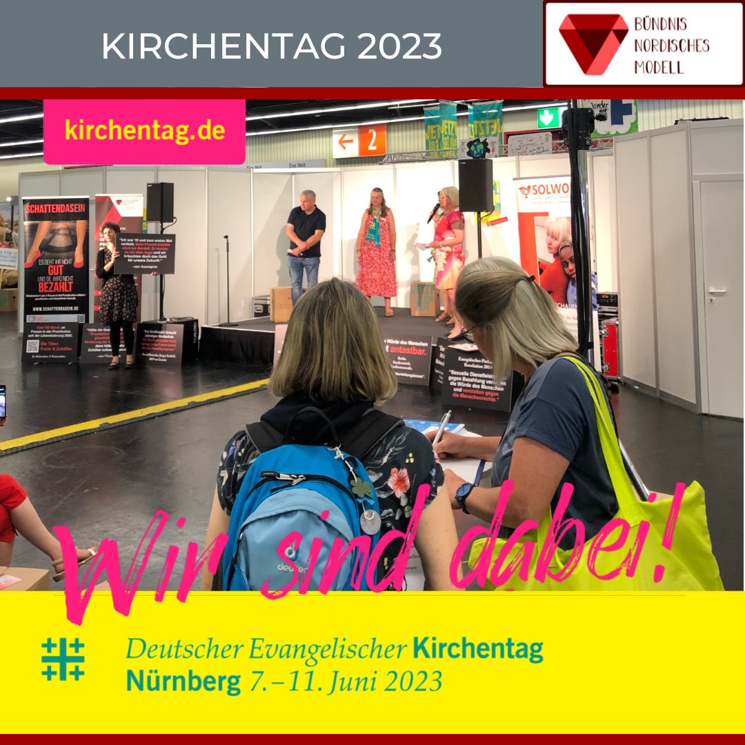 Auf der Hauptbühne in Halle 1 hatten wir heute die Gelegenheit eine kleine Podiumsdiskussion über die Mythen, die über Prostitution im Umlauf sind,abzuhalten. Auch hier gab es noch Gelegenheit für unsere #Resolution abzustimmen.
#kirchentagnürnberg #wertewandel #jetztistdiezeit