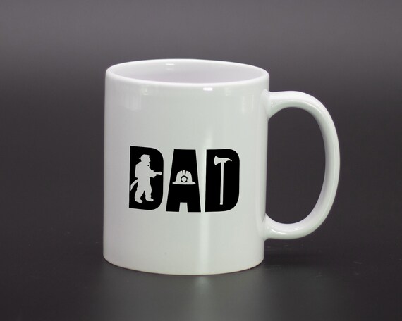 Firefighter Dad Ceramic Coffee Mug, Fathers etsy.me/3Fuw0oI #ceramiccoffeemug #fathersdaymug #dadbirthdaygift #fathersdaymugs @etsymktgtool