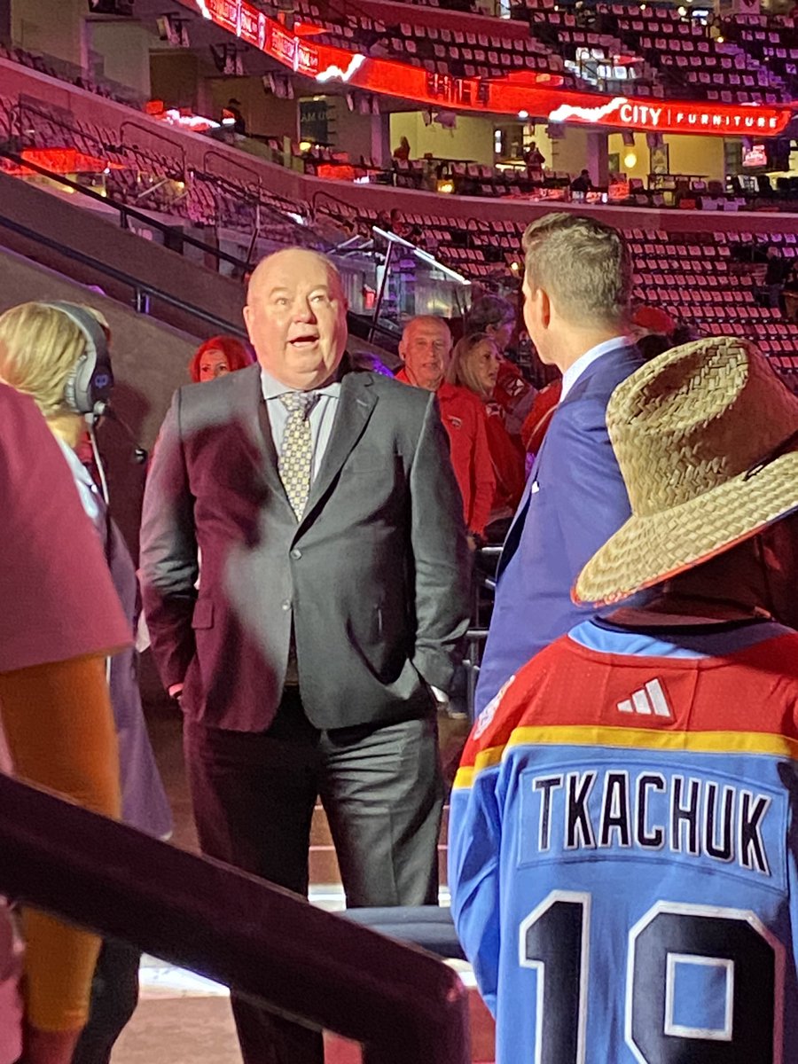 RandomASCII's tweet image. Bruce Boudreau was doing a bit of pregame broadcasting next door to our seats earlier tonight.