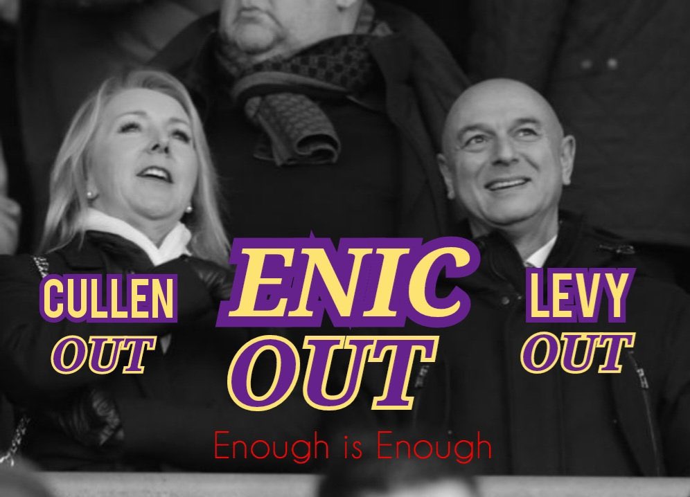 @SpursOfficial Levy enic and Cullen from the entire spurs fans who have at least 1 iq we all wish you to f*ck off from our club yes you are the owner of the club but it’s not belong to you 
#levyout 
#enicout 
#cullenout