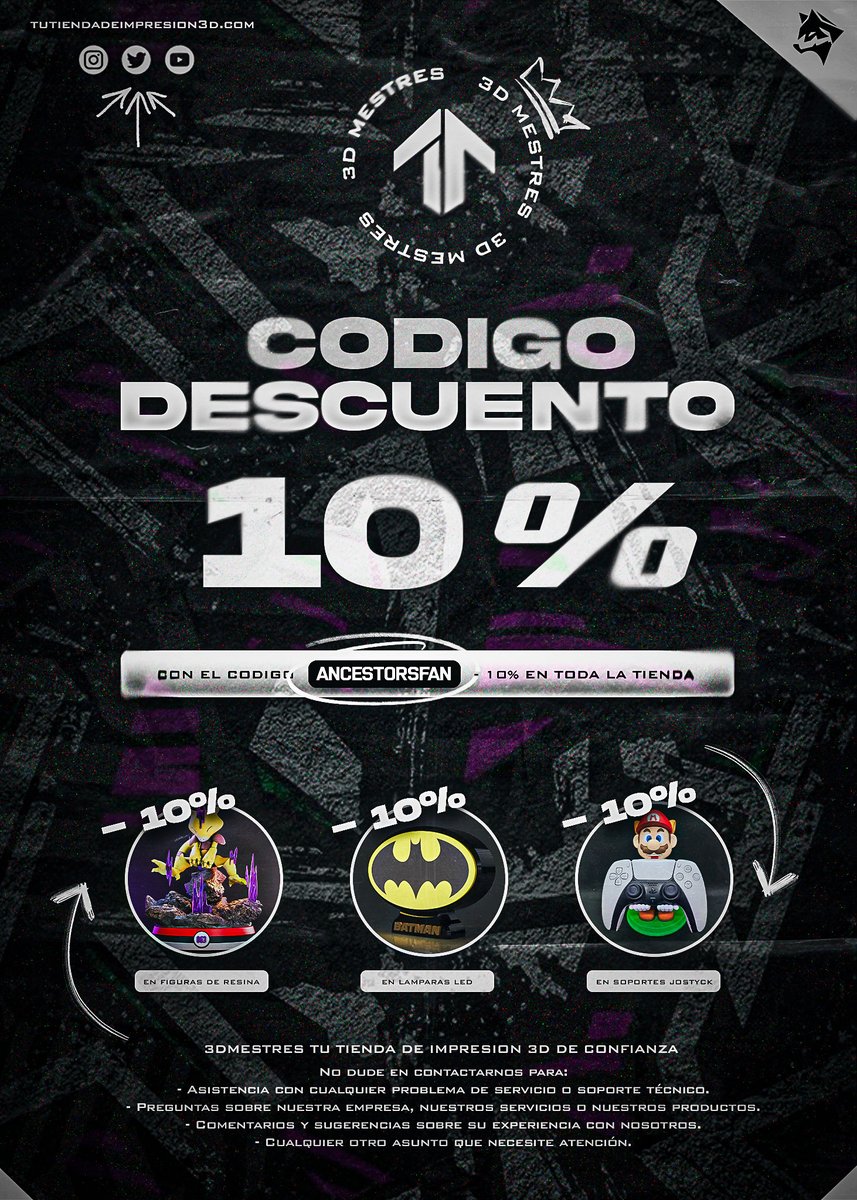 Os habéis portado bien, así que por ser buenos niños aquí tenéis vuestra recompensa😘

¡¡Un descuentazo del 10% en los productos de <a href="/3dmestres/">Tu Tienda de Impresión 3D</a> con el código "ANCESTORSFAN"!!

¿Qué os vais a comprar con estas rebajas?😏