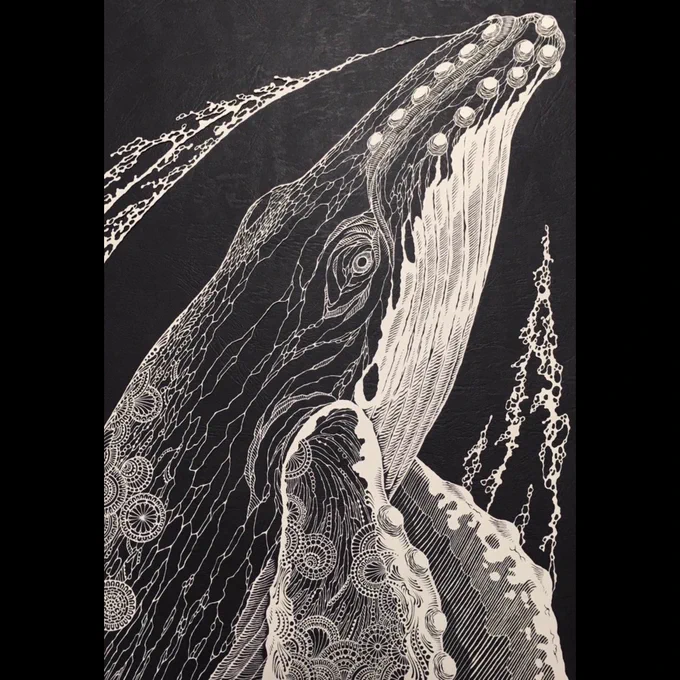 一枚の紙を下描きに沿ってカッターで切り抜くのみのシンプルな作り方で制作しています。 広がれー!!  #私の作品もっとたくさんの人に広がれ祭り #切り絵