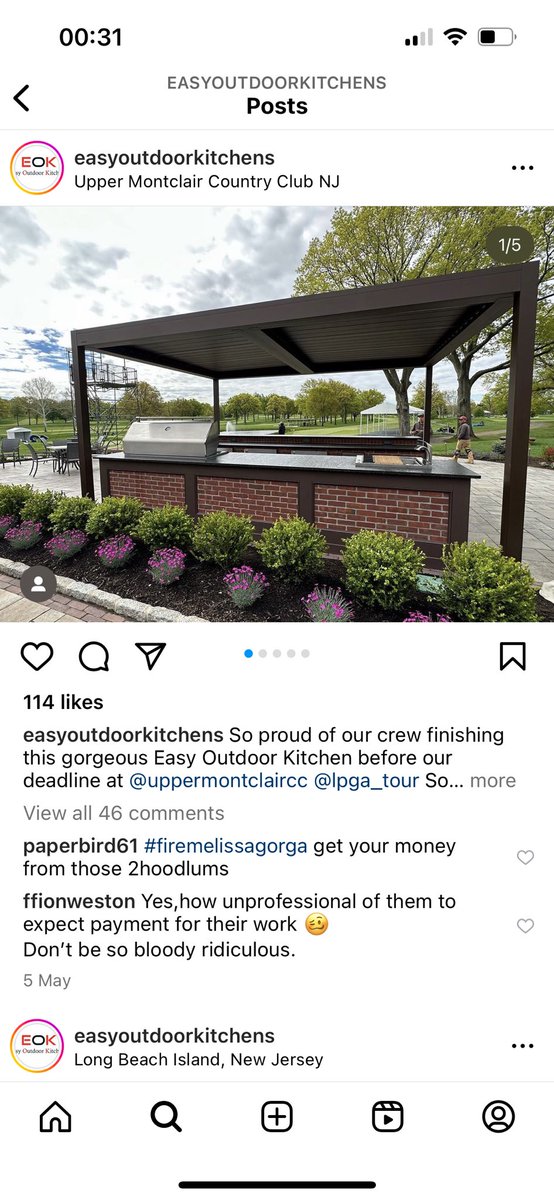 The comments on this post from Melissa and Joe fans because this business had the nerve to ask Joe for payment 💀 There’s comments saying the business should be shut down. They are so unhinged #RHONJ