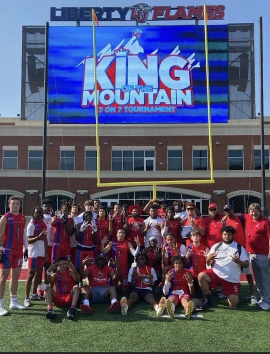 Today was a great day for the squad! @LibertyFootball 7v7 Champs #KingoftheMountain